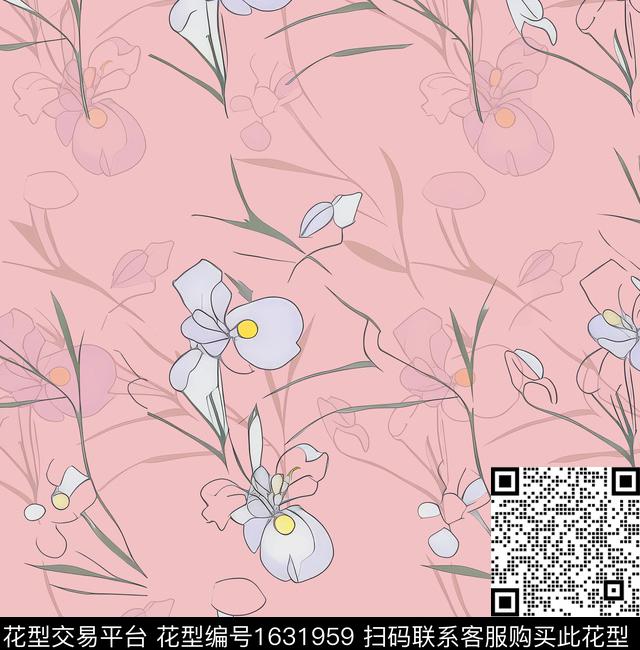 花卉抽象花卉影花数码印花华亿平台下载（图片编号: 1631959） - 瓦栏（Walan）