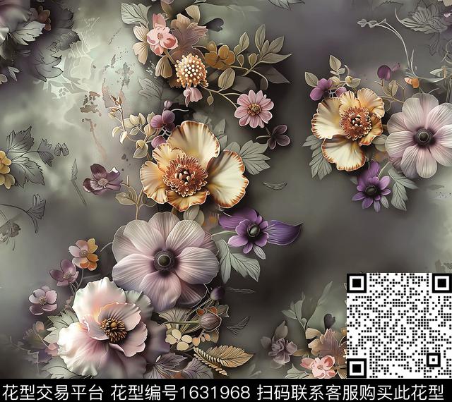 花卉中老年数码印花华亿平台下载（图片编号: 1631968） - 瓦栏（Walan）