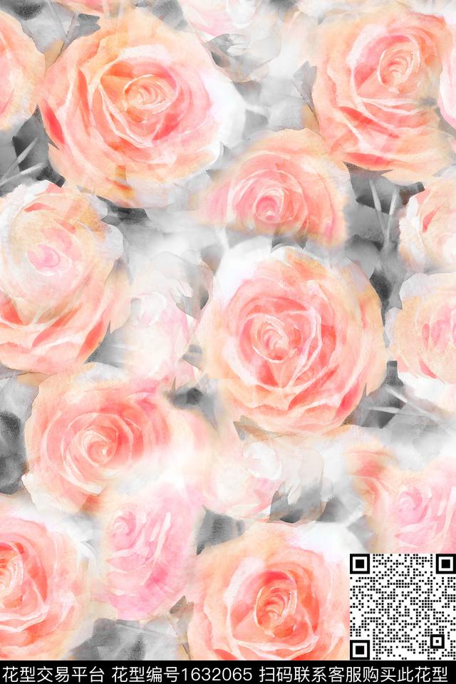 水彩花卉花卉数码印花华亿平台下载（图片编号: 1632065） - 瓦栏（Walan）