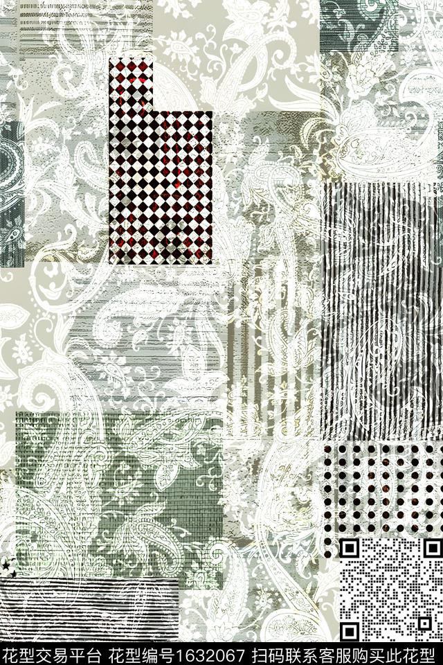 民族风拼接几何数码印花华亿平台下载（图片编号: 1632067） - 瓦栏（Walan）