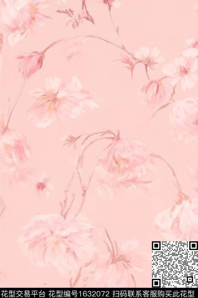 花卉模糊花卉朦胧花卉数码印花华亿平台下载（图片编号: 1632072） - 瓦栏（Walan）