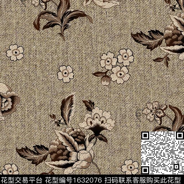 布纹花卉肌理数码印花华亿平台下载（图片编号: 1632076） - 瓦栏（Walan）