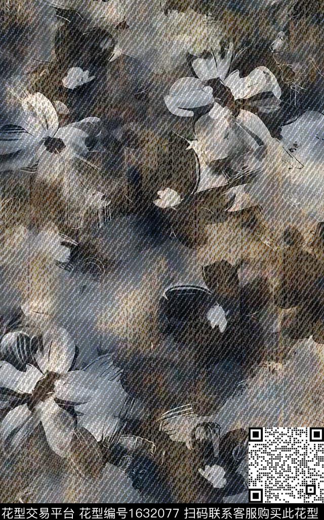牛仔花卉布纹数码印花华亿平台下载（图片编号: 1632077） - 瓦栏（Walan）