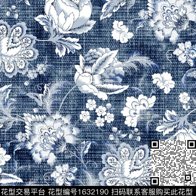 花卉棉麻布民族花卉数码印花华亿平台下载（图片编号: 1632190） - 瓦栏（Walan）