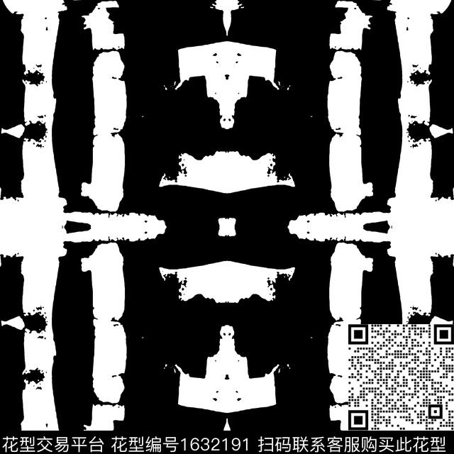 黑白华亿平台对称抽象传统印花华亿平台下载（图片编号: 1632191） - 瓦栏（Walan）