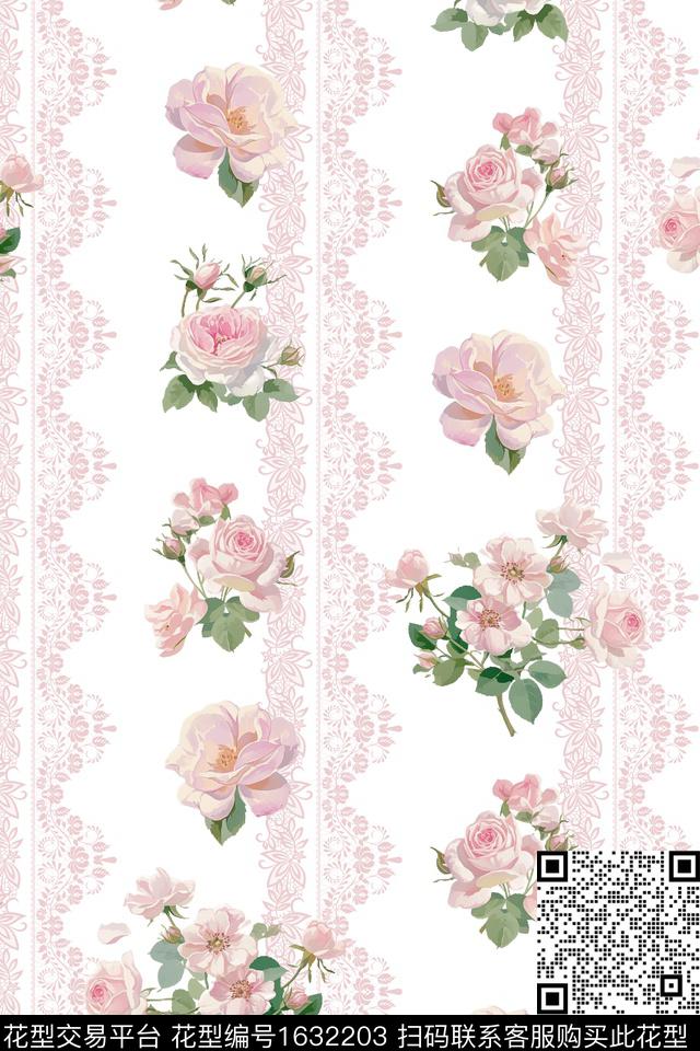 花卉花边蕾丝数码印花华亿平台下载（图片编号: 1632203） - 瓦栏（Walan）