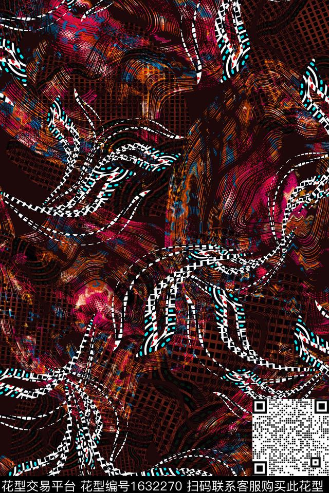 线条中老年抽象数码印花华亿平台下载（图片编号: 1632270） - 瓦栏（Walan）