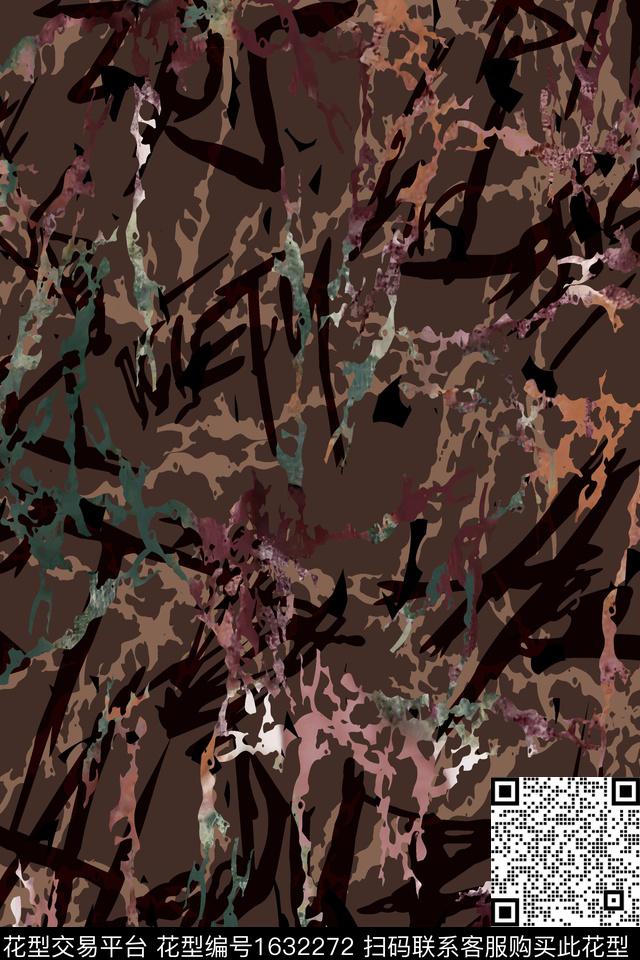 笔触中老年抽象数码印花华亿平台下载（图片编号: 1632272） - 瓦栏（Walan）