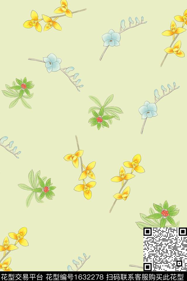 花卉水彩花卉小碎花数码印花华亿平台下载（图片编号: 1632278） - 瓦栏（Walan）