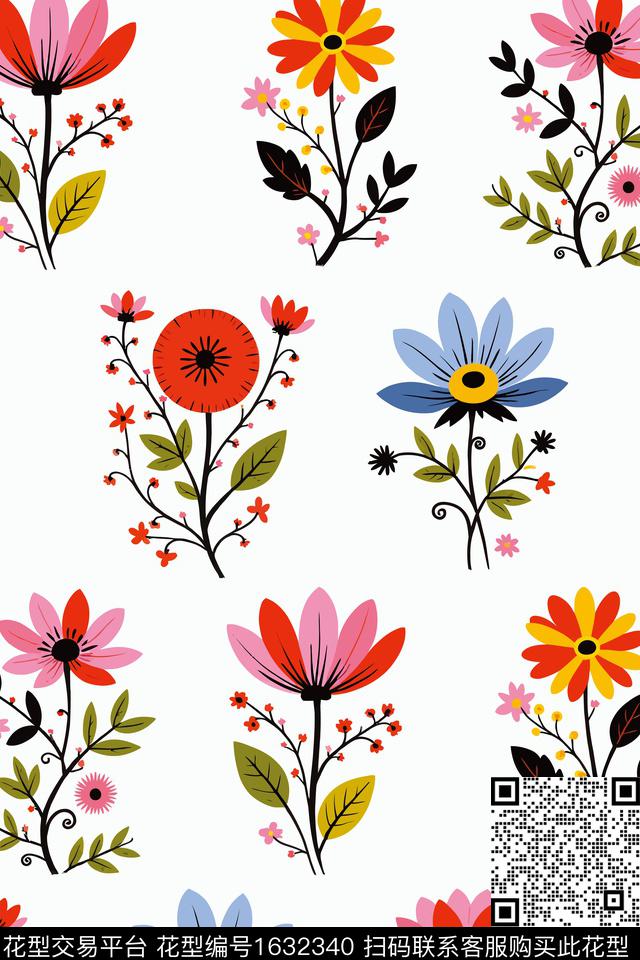 植物花卉抽象花卉数码印花华亿平台下载（图片编号: 1632340） - 瓦栏（Walan）