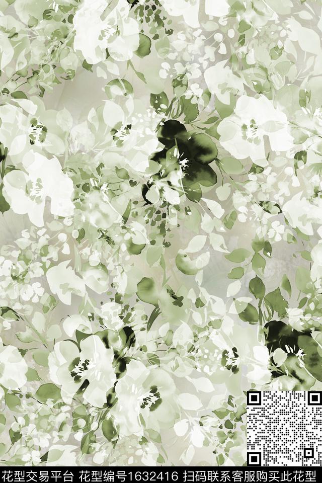 水彩花卉抽象花卉花卉数码印花华亿平台下载（图片编号: 1632416） - 瓦栏（Walan）