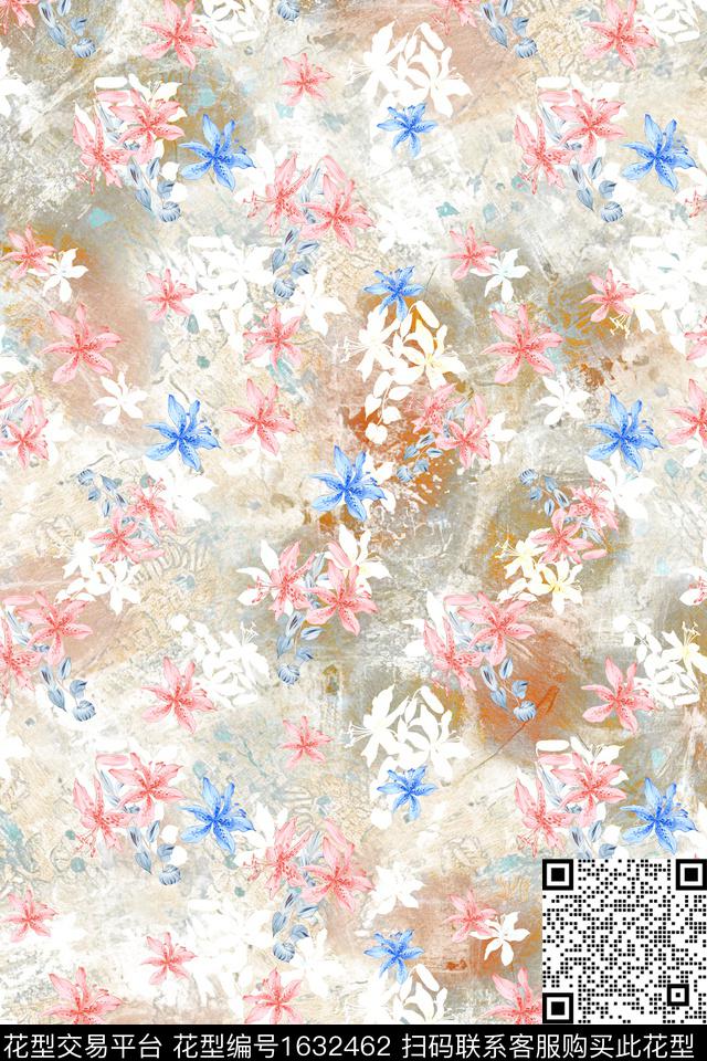 花卉小碎花剪影数码印花华亿平台下载（图片编号: 1632462） - 瓦栏（Walan）