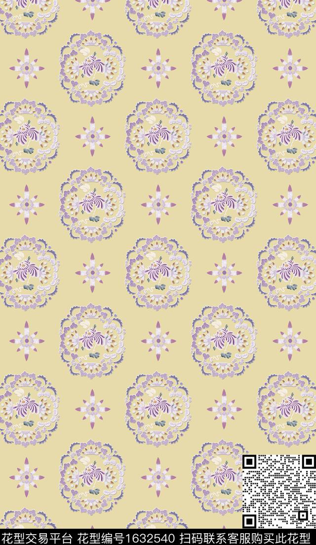 中国风年轻女性花卉数码印花华亿平台下载（图片编号: 1632540） - 瓦栏（Walan）