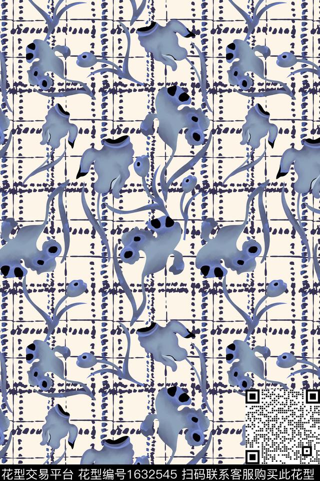 抽象水彩抽象花卉数码印花华亿平台下载（图片编号: 1632545） - 瓦栏（Walan）