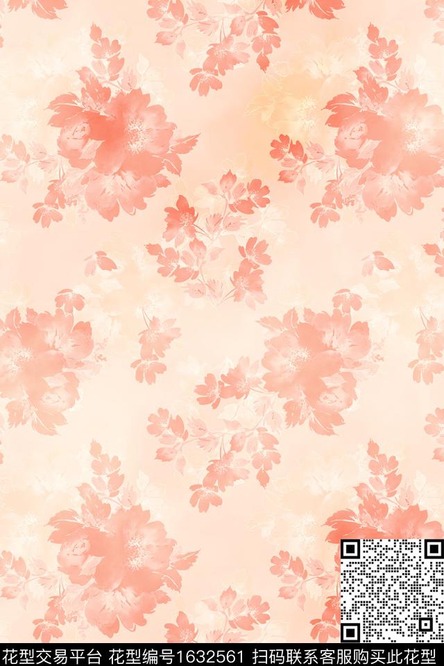 花卉水彩花卉影花数码印花华亿平台下载（图片编号: 1632561） - 瓦栏（Walan）