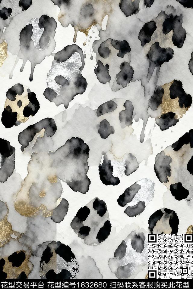 豹纹水墨风动物纹数码印花华亿平台下载（图片编号: 1632680） - 瓦栏（Walan）
