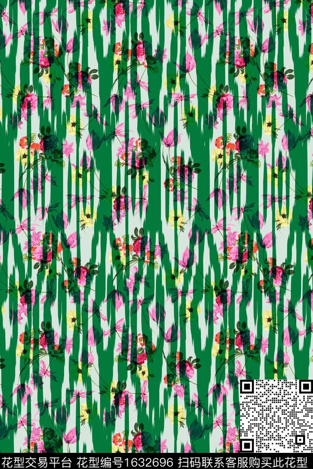 花卉笔触抽象数码印花华亿平台下载（图片编号: 1632696） - 瓦栏（Walan）