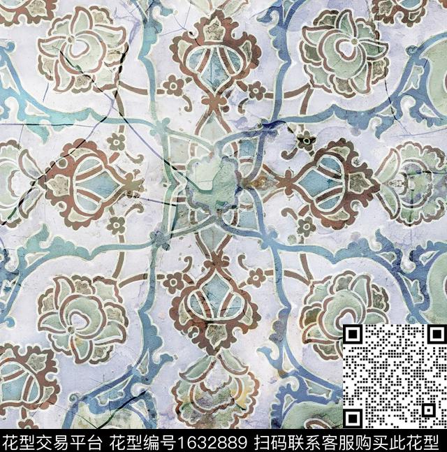 民族风墙纸线条花卉数码印花华亿平台下载（图片编号: 1632889） - 瓦栏（Walan）