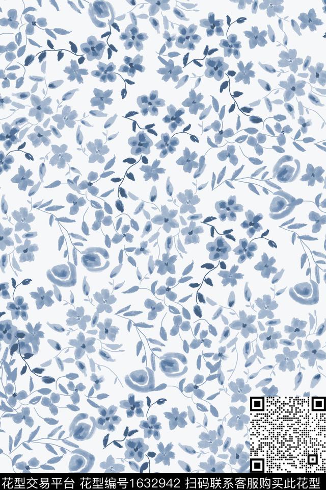 花卉水彩花卉小碎花数码印花华亿平台下载（图片编号: 1632942） - 瓦栏（Walan）