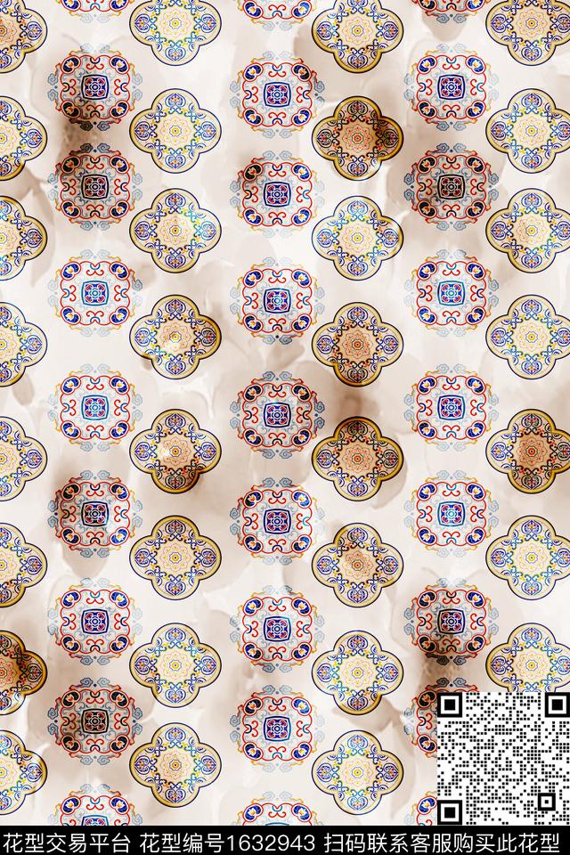 中国风民族风民族纹样数码印花华亿平台下载（图片编号: 1632943） - 瓦栏（Walan）