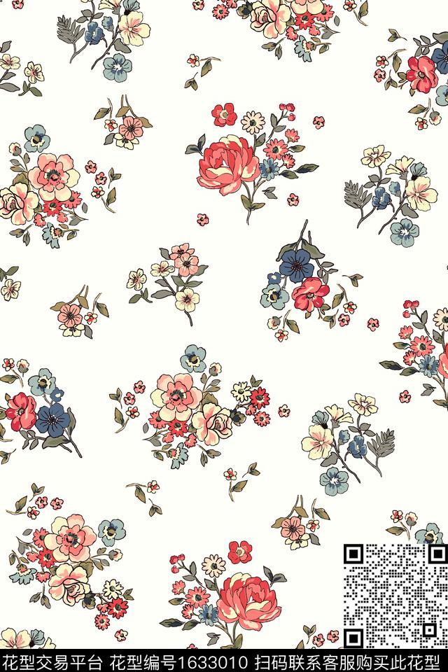 年轻女装花卉水彩花卉数码印花华亿平台下载（图片编号: 1633010） - 瓦栏（Walan）