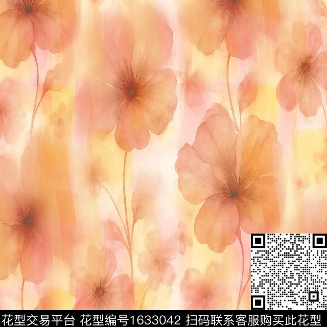 水彩花卉朦胧花卉花卉数码印花华亿平台下载（图片编号: 1633042） - 瓦栏（Walan）