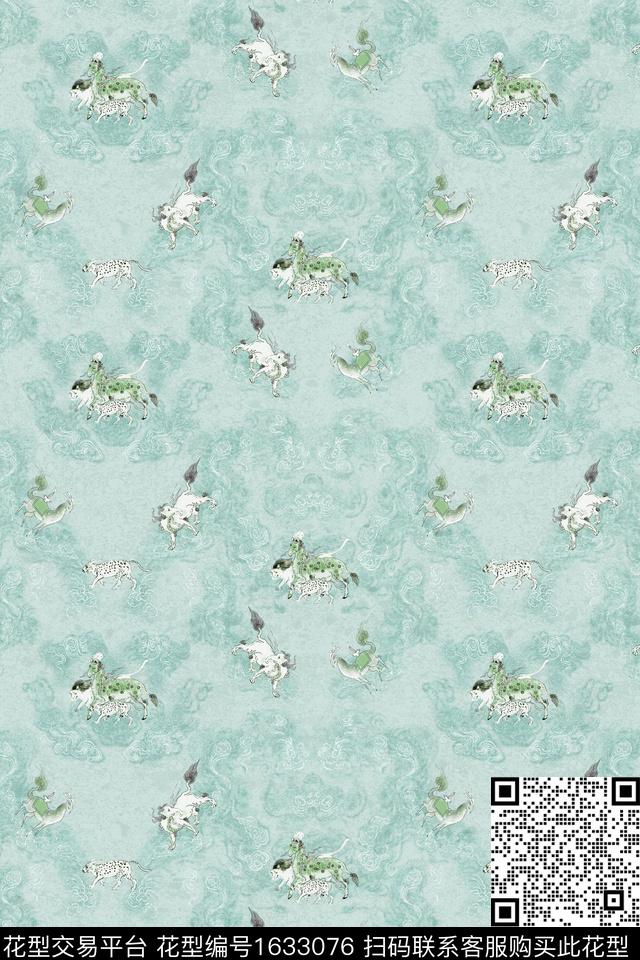 中国风山海经神兽数码印花华亿平台下载（图片编号: 1633076） - 瓦栏（Walan）