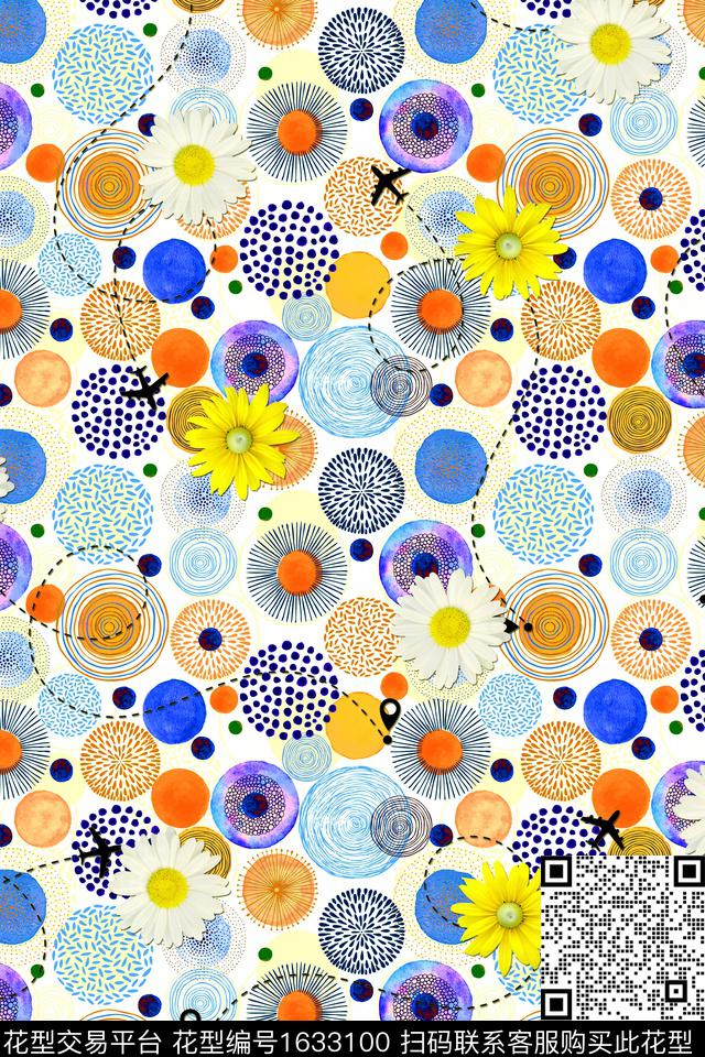 年轻女装花卉几何数码印花华亿平台下载（图片编号: 1633100） - 瓦栏（Walan）