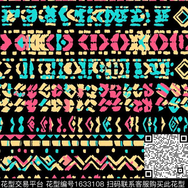 民族风条纹抽象数码印花华亿平台下载（图片编号: 1633108） - 瓦栏（Walan）