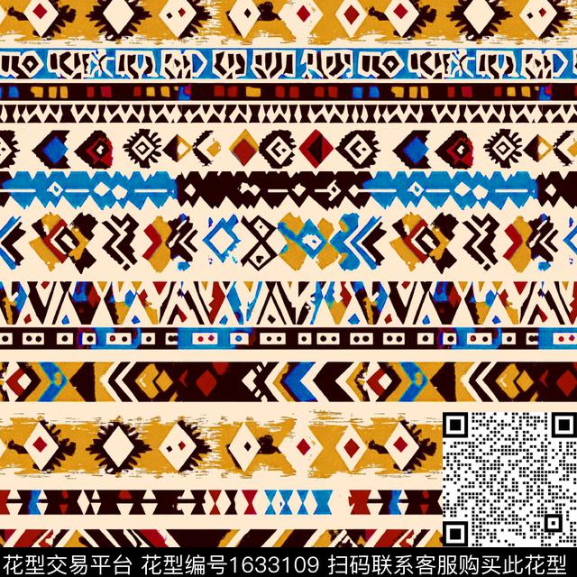 民族风条纹数码印花华亿平台下载（图片编号: 1633109） - 瓦栏（Walan）