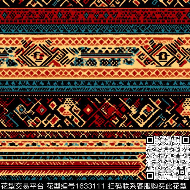 民族风条纹数码印花华亿平台下载（图片编号: 1633111） - 瓦栏（Walan）