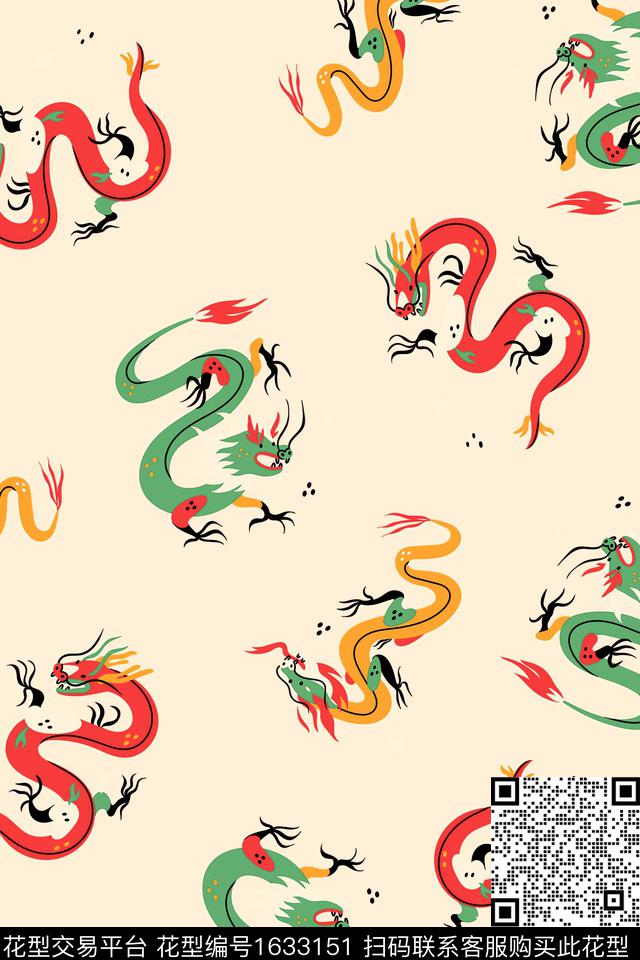 跳接中国风龙数码印花华亿平台下载（图片编号: 1633151） - 瓦栏（Walan）