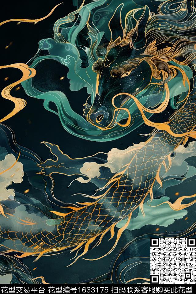 马围巾龙数码印花华亿平台下载（图片编号: 1633175） - 瓦栏（Walan）