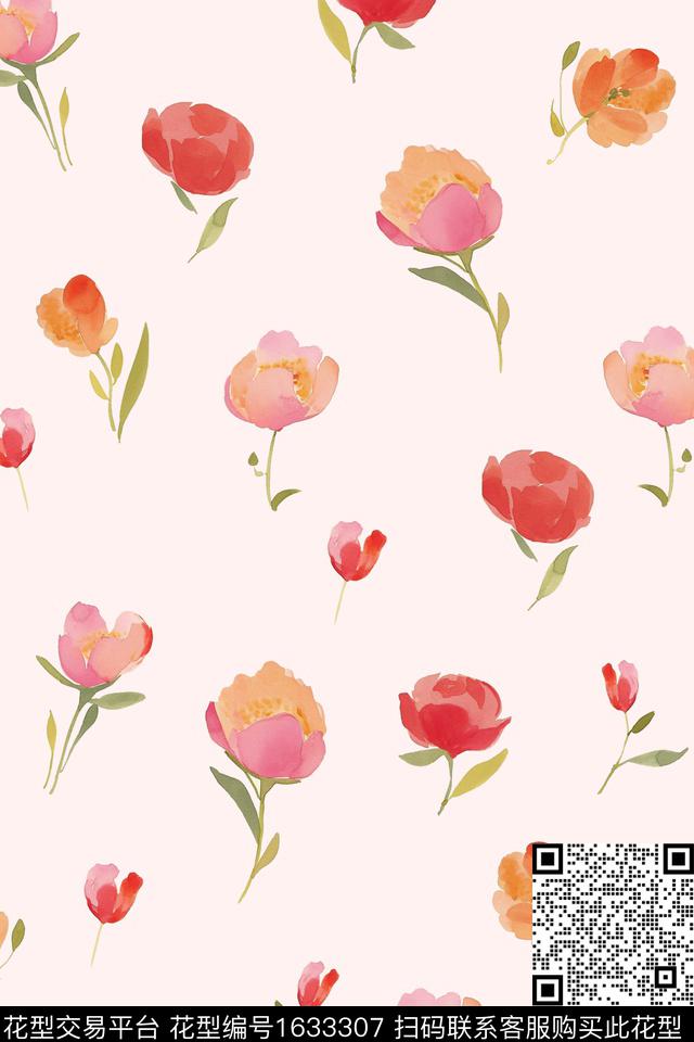 小清新花卉春夏华亿平台数码印花华亿平台下载（图片编号: 1633307） - 瓦栏（Walan）