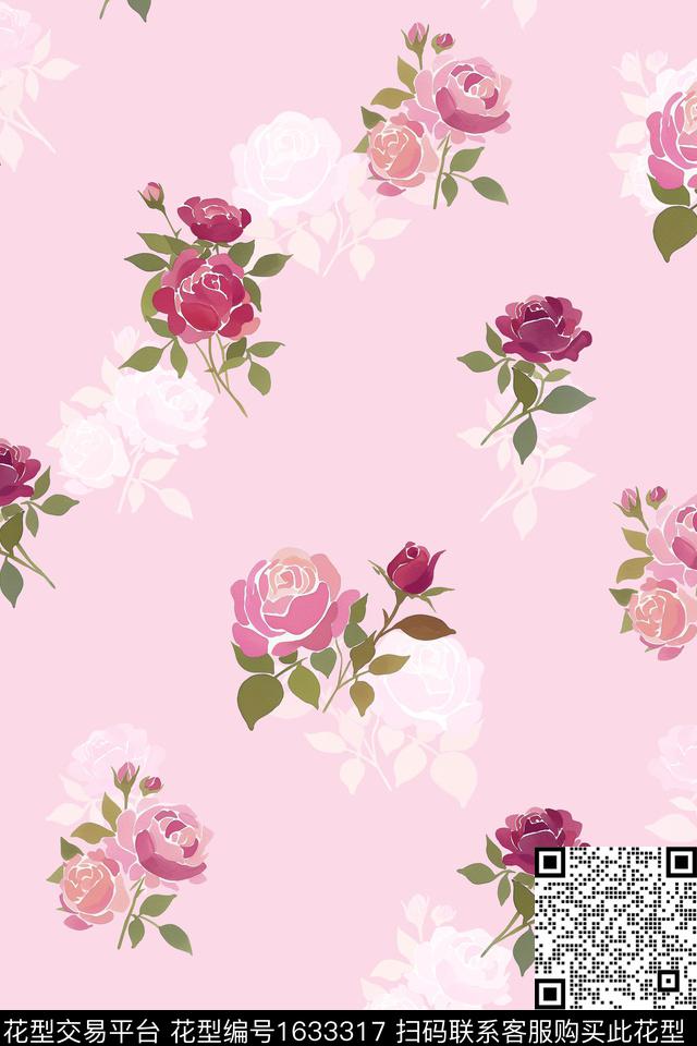 影花花卉春夏华亿平台数码印花华亿平台下载（图片编号: 1633317） - 瓦栏（Walan）