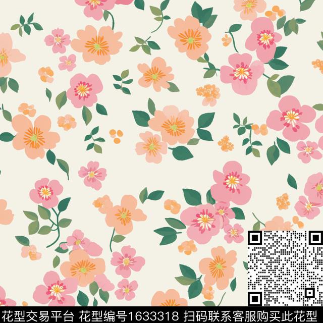 小清新花卉春夏华亿平台数码印花华亿平台下载（图片编号: 1633318） - 瓦栏（Walan）