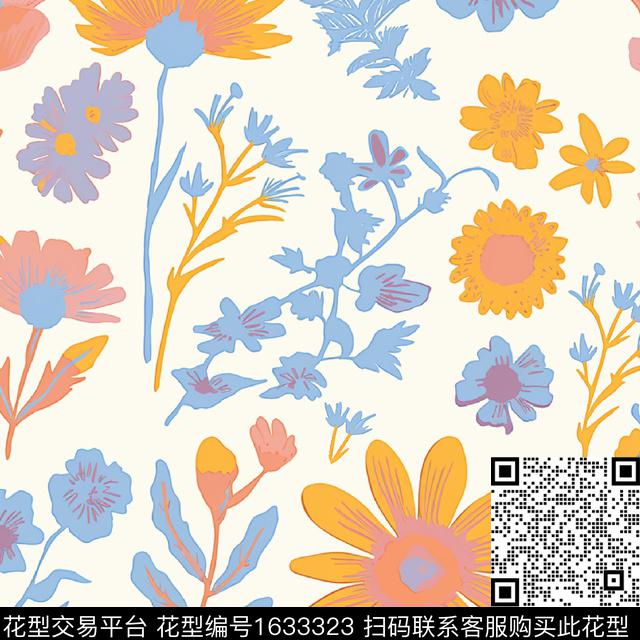 清爽底花卉花卉春夏华亿平台数码印花华亿平台下载（图片编号: 1633323） - 瓦栏（Walan）