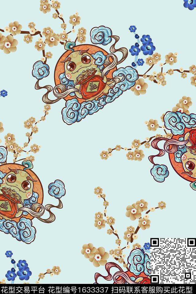 祥云妖怪梅花数码印花华亿平台下载（图片编号: 1633337） - 瓦栏（Walan）