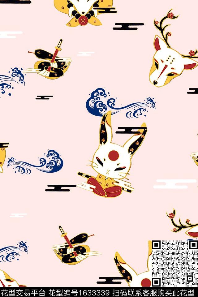 日式和风动物数码印花华亿平台下载（图片编号: 1633339） - 瓦栏（Walan）