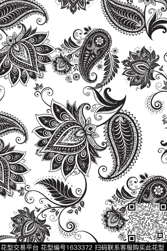 民族风民族花卉佩斯利数码印花华亿平台下载（图片编号: 1633372） - 瓦栏（Walan）