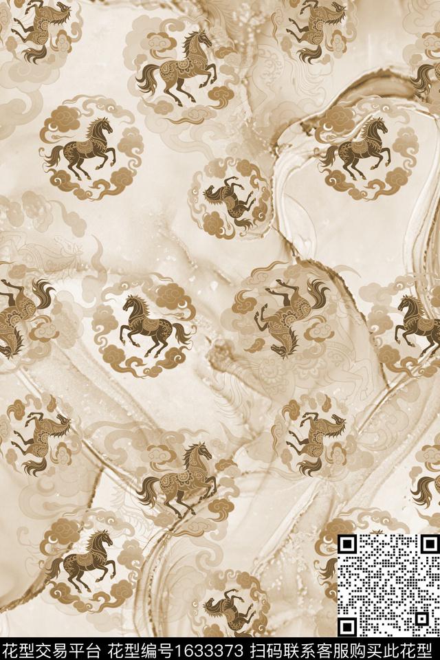 马中国风祥云数码印花华亿平台下载（图片编号: 1633373） - 瓦栏（Walan）