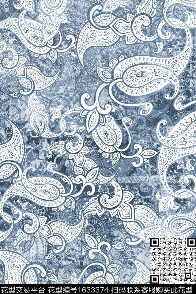 民族风佩斯利数码印花华亿平台下载（图片编号: 1633374） - 瓦栏（Walan）