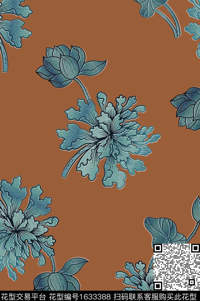 花卉荷花中老年数码印花华亿平台下载（图片编号: 1633388） - 瓦栏（Walan）