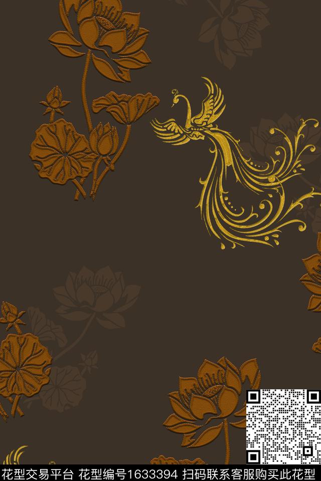 中老年荷花凤数码印花华亿平台下载（图片编号: 1633394） - 瓦栏（Walan）