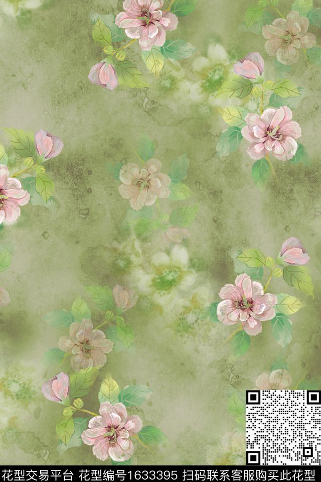 花卉水彩花卉影花数码印花华亿平台下载（图片编号: 1633395） - 瓦栏（Walan）