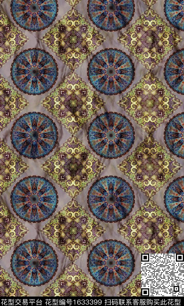 民族风圆盘名族纹样数码印花华亿平台下载（图片编号: 1633399） - 瓦栏（Walan）