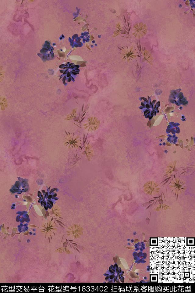 花卉中老年香云纱数码印花华亿平台下载（图片编号: 1633402） - 瓦栏（Walan）