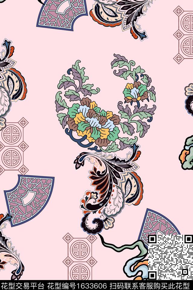 中国风民族纹样祥云数码印花华亿平台下载（图片编号: 1633606） - 瓦栏（Walan）