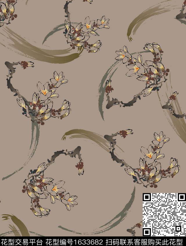 中国风国风花卉花卉数码印花华亿平台下载（图片编号: 1633682） - 瓦栏（Walan）