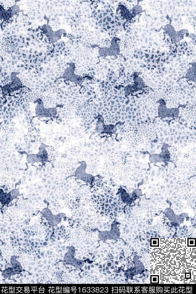 马趣味豹纹数码印花华亿平台下载（图片编号: 1633823） - 瓦栏（Walan）